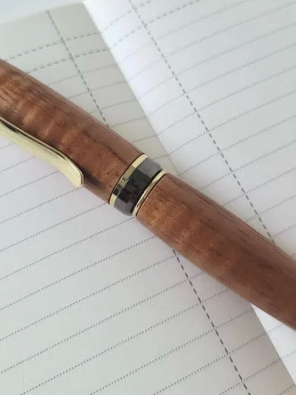 Handmade Hawaiian Koa Cigar-Style Pen with Gold Accents